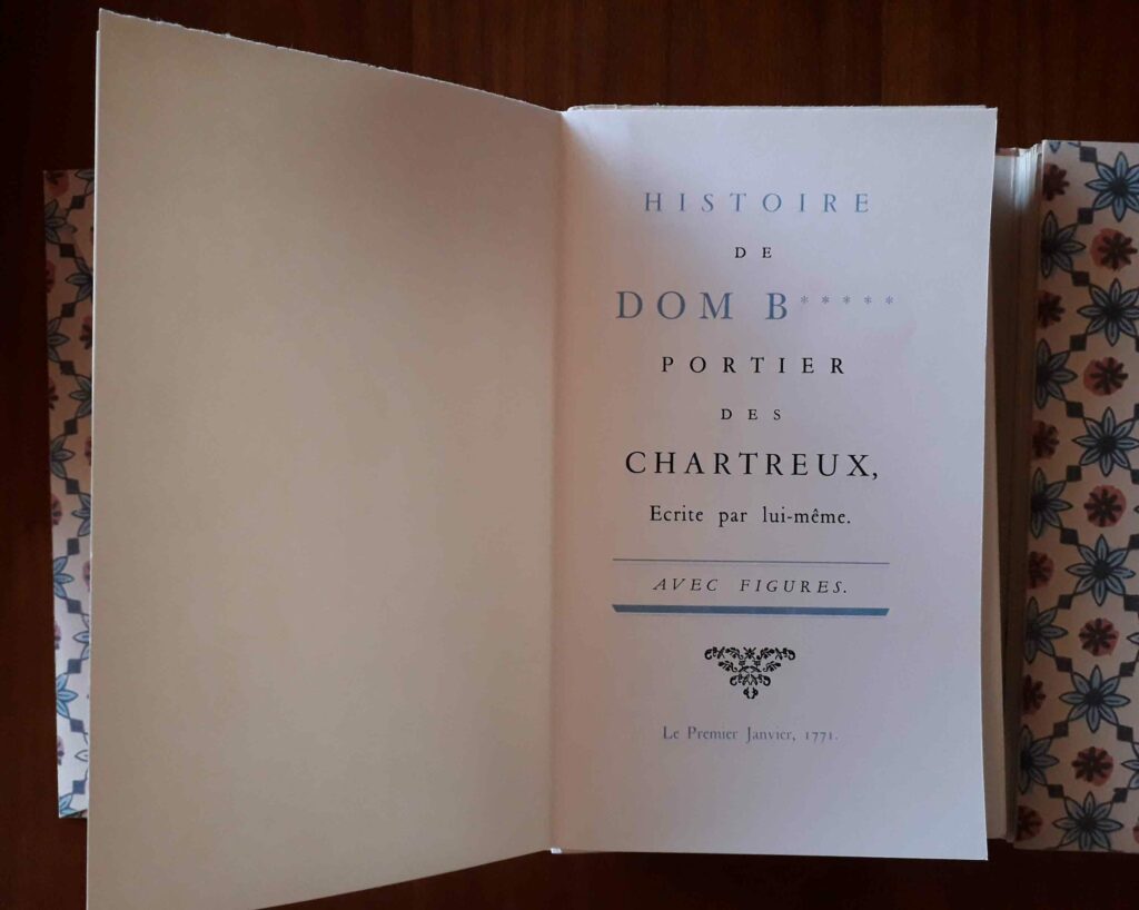 Livre ancien L’Histoire de Dom B., portier des Chartreux, écrite par lui-même