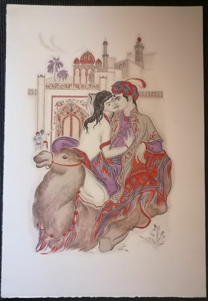 Estampe érotique de Génia Minache couple du monde arabe