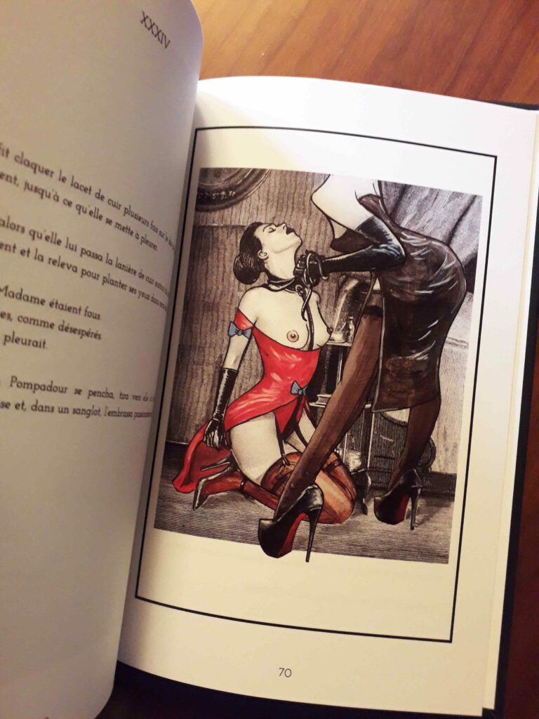 Femme soumise en bas et talons dessinée par Hector Domiane