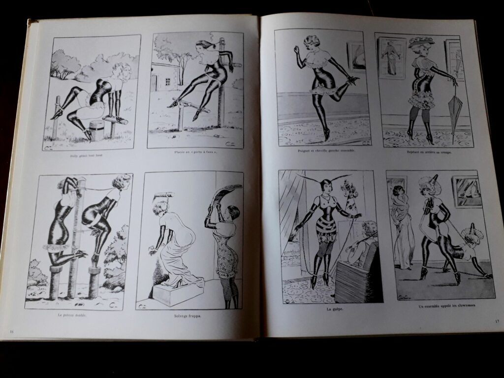 Dessins fétichistes et sadomasochistes de Carlo femmes en latex, bas et talons hauts