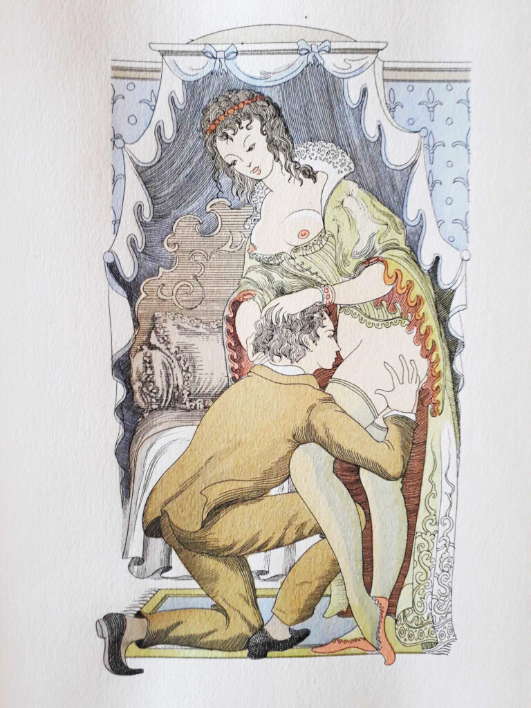 Illustration érotique de Michel Siméon pour Cécile ou les rencontres amoureuses, aux éditions Jacques Haumont