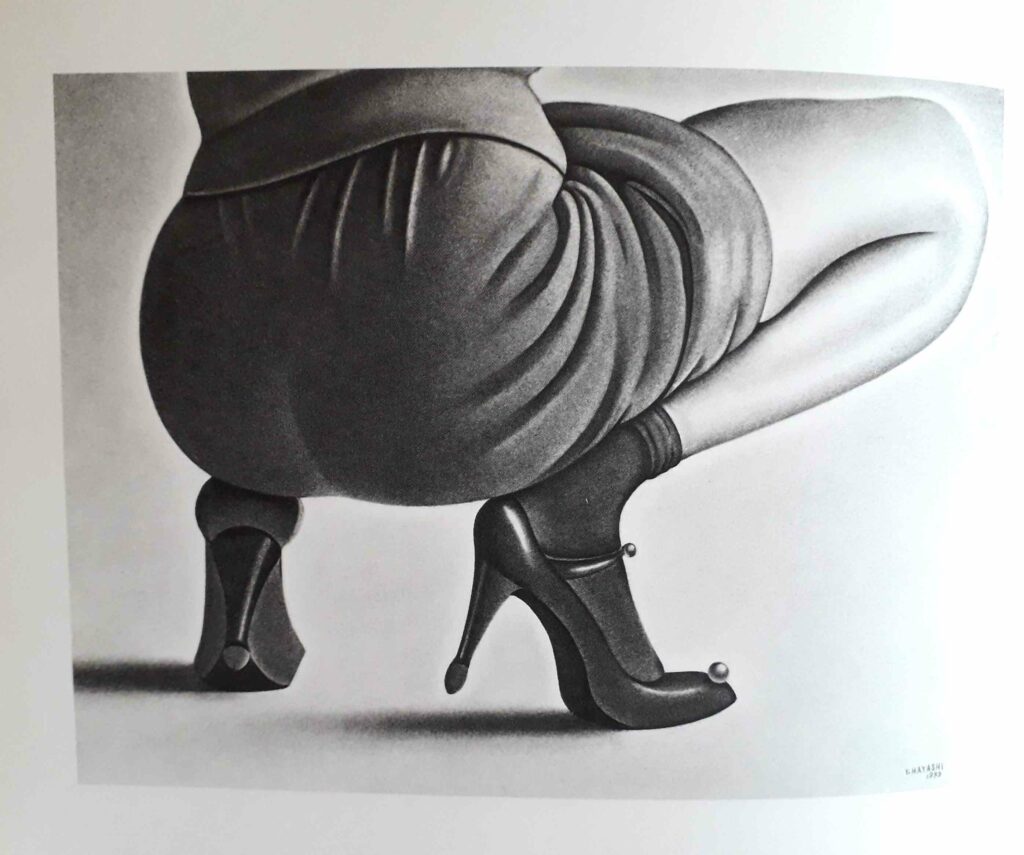 Femme accroupie en talons par le dessinateur japonais Yoshifumi Hayashi