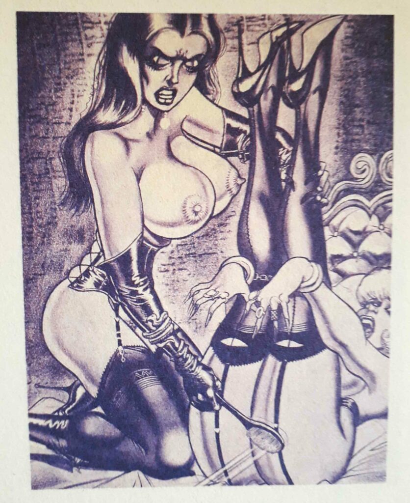 Dessin BDSM de Bill Ward, édité par Eros Goldstripe (1979)