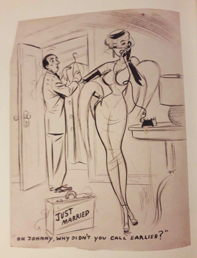 Dessin d'une pin up Telephone Girl par Bill Ward