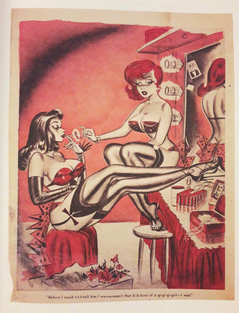 Dessin de femmes en bas et talons signé Bill Ward