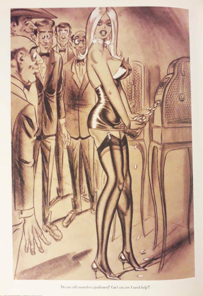 Dessin érotique d'une femme en porte-jarretelles par Bill Ward pour Fun House 1970