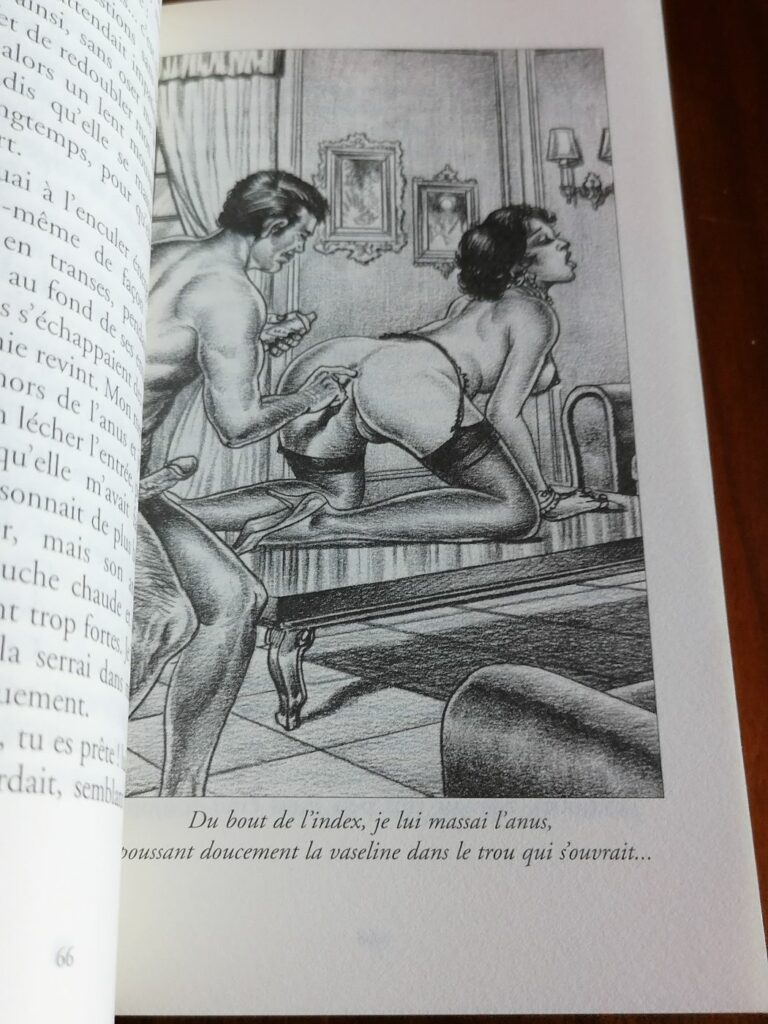 Illustration érotique masturbation anale de Chris pour le roman BDSM L'Esclave blanche de Gil Debrisac aux éditions Sabine Fournier, collection les Petits Aphrodisiaques