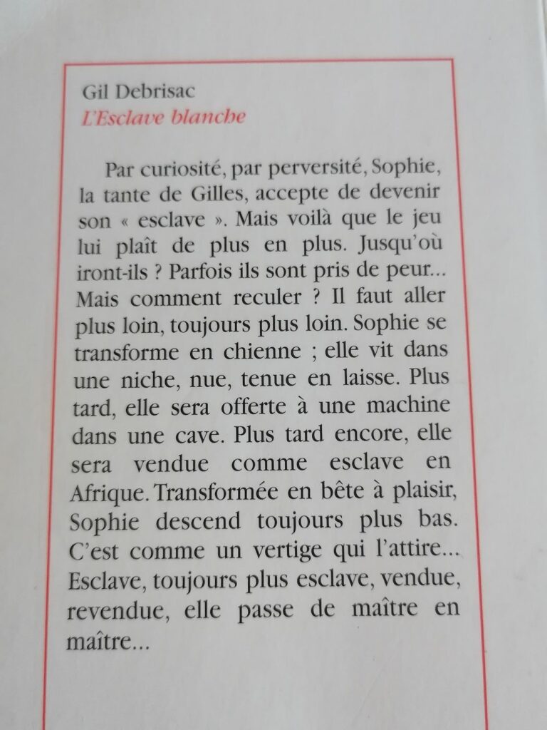 Résumé du roman érotique BDSM L'Esclave blanche de Gil Debrisac illustré par Chris aux éditions Sabine Fournier, collection les Petits Aphrodisiaques
