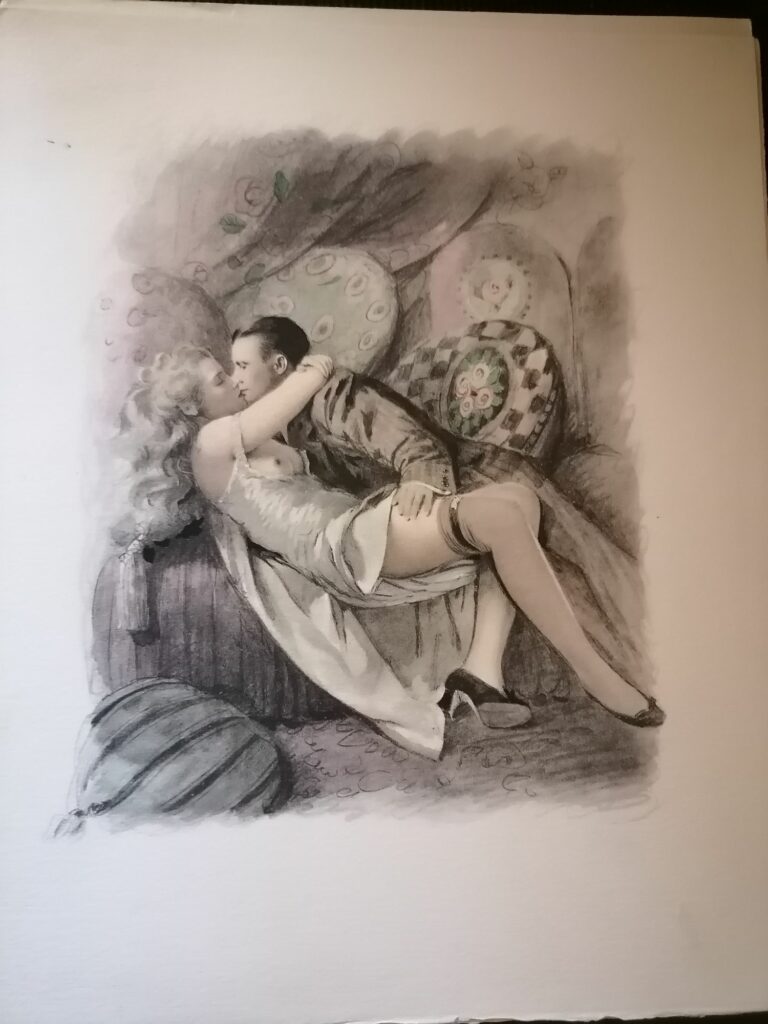 estampe érotique de paul-émile bécat tirée de la Garçonne de Victor Marguerite, editions geneviève Raoult, 1957
