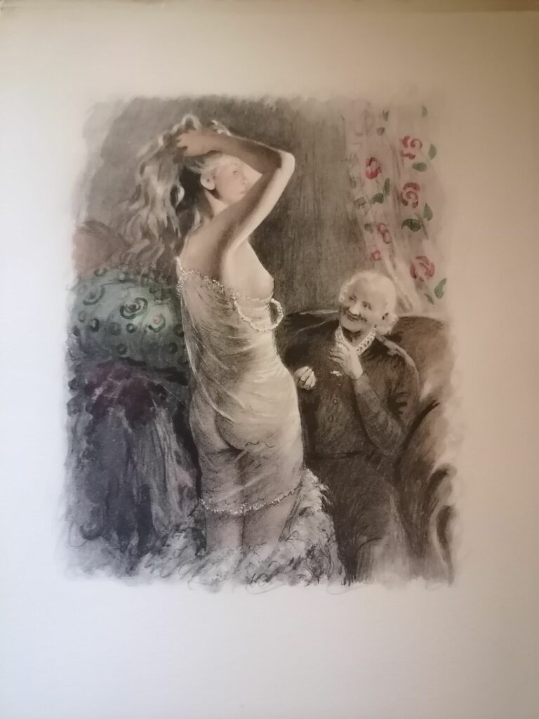 estampe érotique de paul-émile bécat tirée de la Garçonne de Victor Marguerite, editions geneviève Raoult, 1957