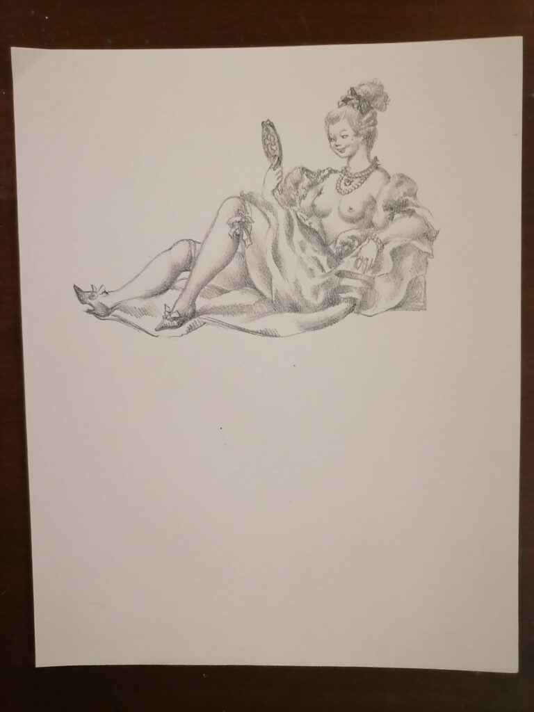 illustration érotique femme aux seins nus de Suzanne Ballivet pour Monsieur Nicolas ou Le Cœur humain dévoilé, Restif de La Bretonne, éditions du Cent Cinquantenaire, 1956