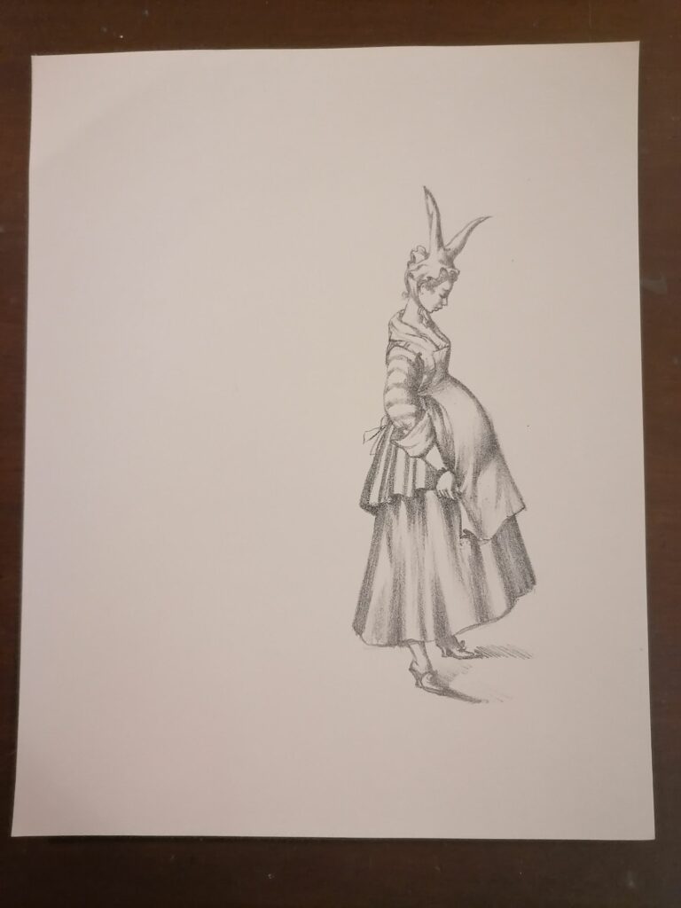 illustration femme enceinte avec des cornes de Suzanne Ballivet pour Monsieur Nicolas ou Le Cœur humain dévoilé, Restif de La Bretonne, éditions du Cent Cinquantenaire, 1956