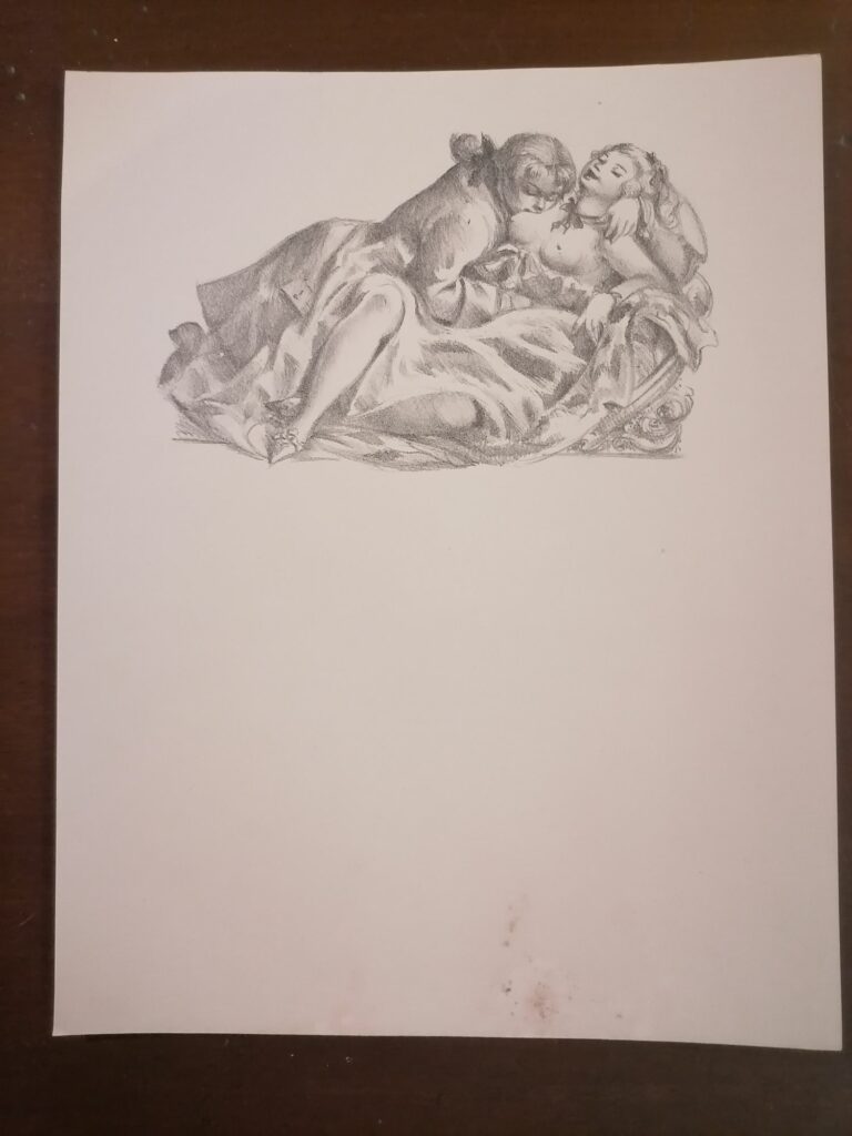 illustration érotique couple de Suzanne Ballivet pour Monsieur Nicolas ou Le Cœur humain dévoilé, Restif de La Bretonne, éditions du Cent Cinquantenaire, 1956