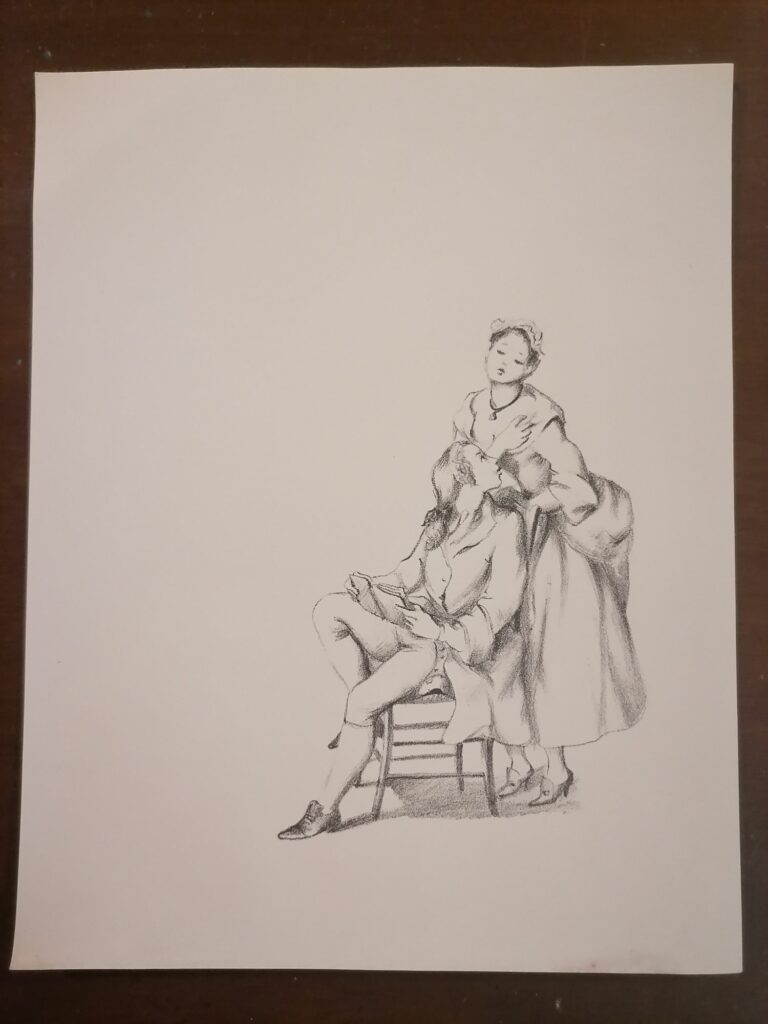 illustration couple de Suzanne Ballivet pour Monsieur Nicolas ou Le Cœur humain dévoilé, Restif de La Bretonne, éditions du Cent Cinquantenaire, 1956