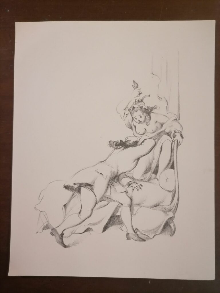 illustration érotique couple de Suzanne Ballivet pour Monsieur Nicolas ou Le Cœur humain dévoilé, Restif de La Bretonne, éditions du Cent Cinquantenaire, 1956