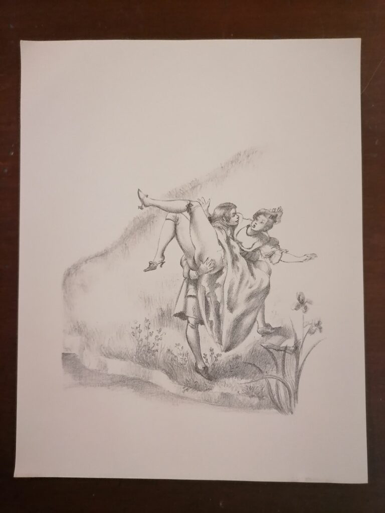 illustration coquine couple de Suzanne Ballivet pour Monsieur Nicolas ou Le Cœur humain dévoilé, Restif de La Bretonne, éditions du Cent Cinquantenaire, 1956