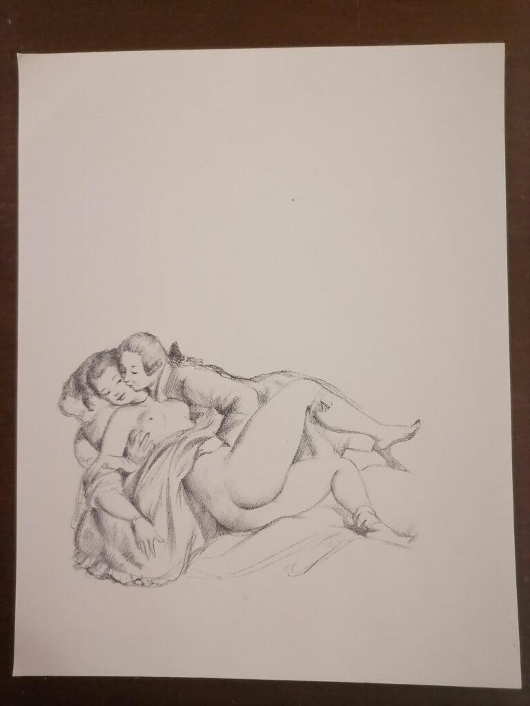 illustration érotique couple de Suzanne Ballivet pour Monsieur Nicolas ou Le Cœur humain dévoilé, Restif de La Bretonne, éditions du Cent Cinquantenaire, 1956