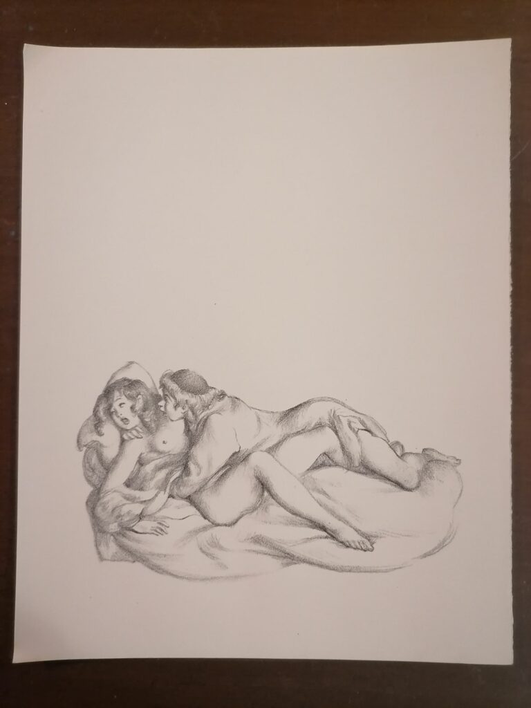 illustration érotique couple de Suzanne Ballivet pour Monsieur Nicolas ou Le Cœur humain dévoilé, Restif de La Bretonne, éditions du Cent Cinquantenaire, 1956