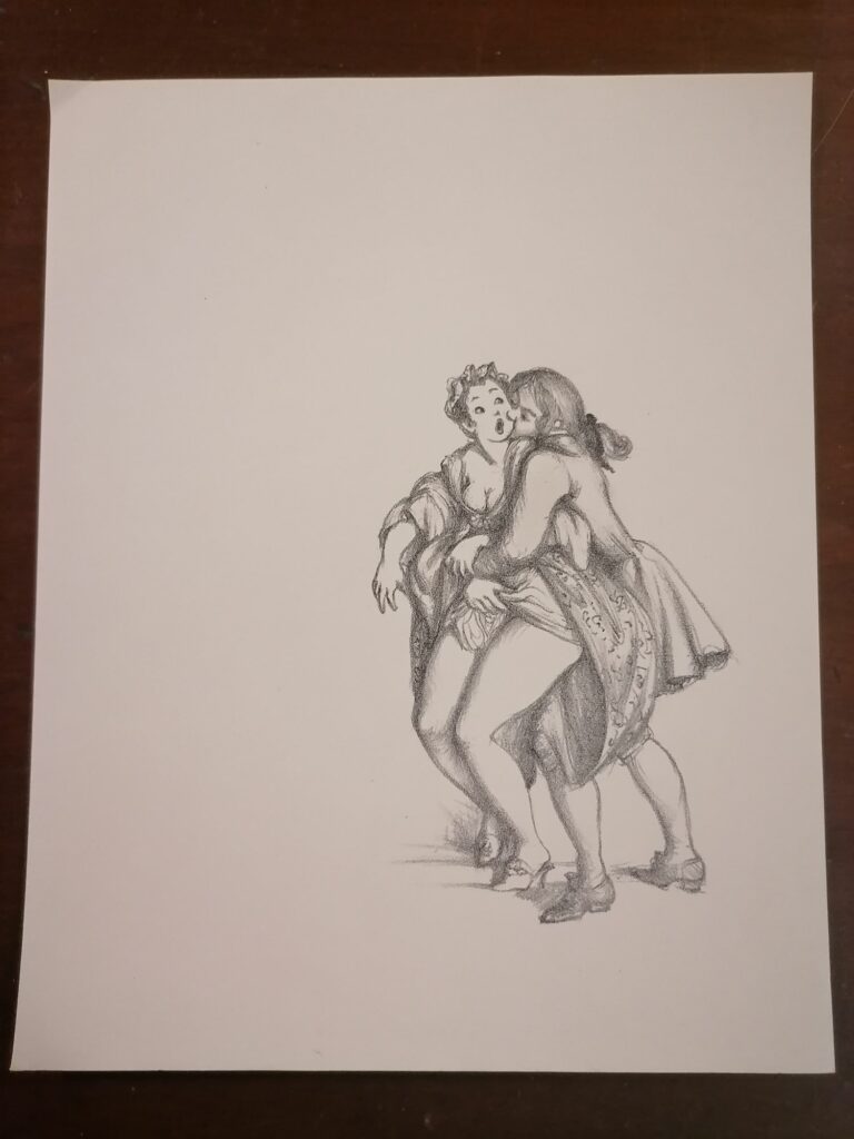 illustration érotique couple de Suzanne Ballivet pour Monsieur Nicolas ou Le Cœur humain dévoilé, Restif de La Bretonne, éditions du Cent Cinquantenaire, 1956
