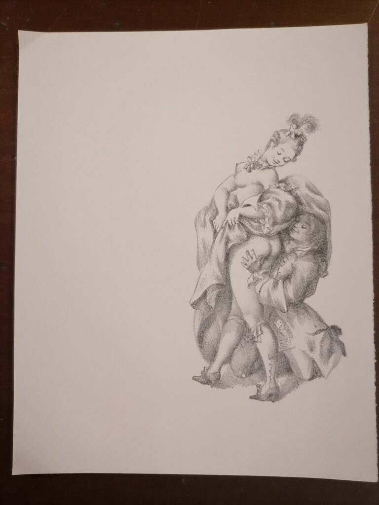 illustration érotique couple de Suzanne Ballivet pour Monsieur Nicolas ou Le Cœur humain dévoilé, Restif de La Bretonne, éditions du Cent Cinquantenaire, 1956