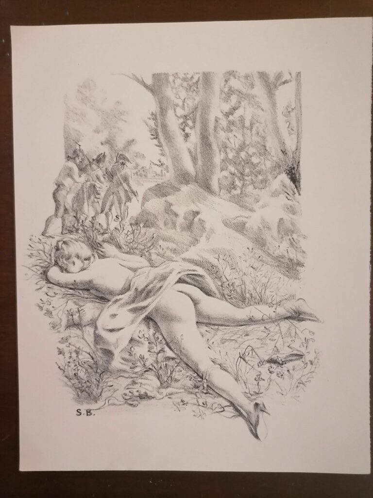 estampe érotique femme nue de Suzanne Ballivet pour Monsieur Nicolas ou Le Cœur humain dévoilé, Restif de La Bretonne, éditions du Cent Cinquantenaire, 1956