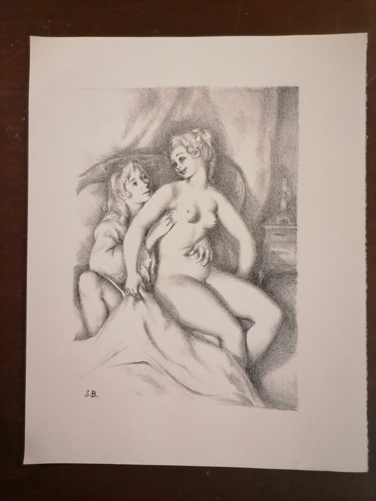 estampe érotique femme nue de Suzanne Ballivet pour Monsieur Nicolas ou Le Cœur humain dévoilé, Restif de La Bretonne, éditions du Cent Cinquantenaire, 1956