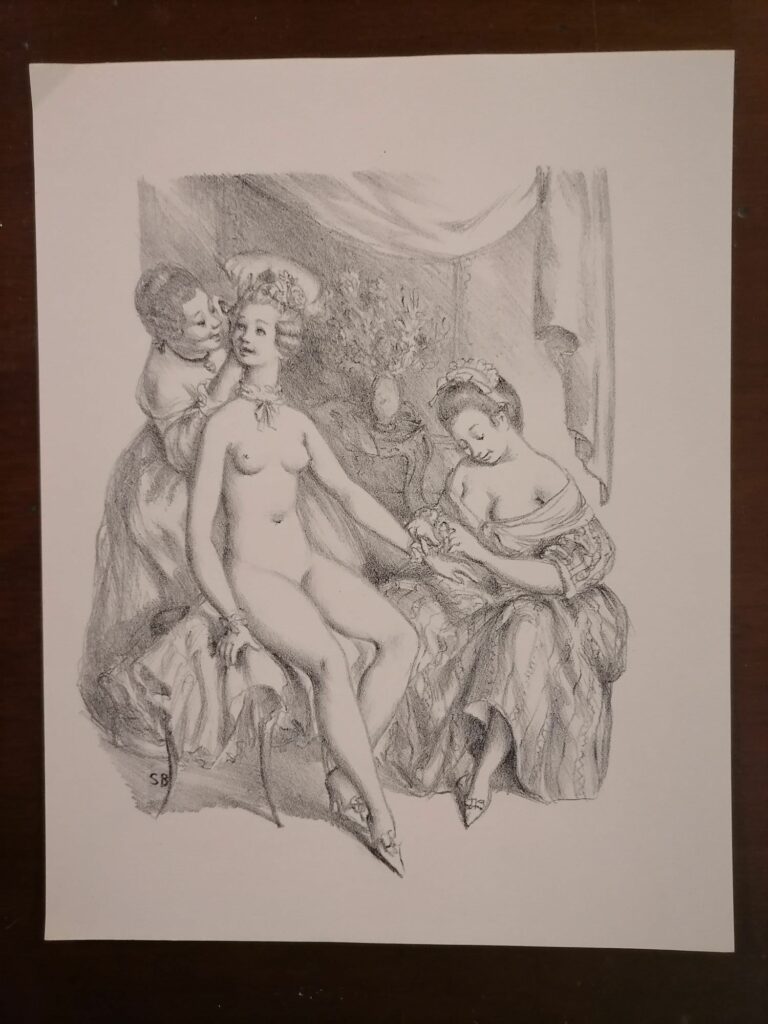 estampe érotique femme nue de Suzanne Ballivet pour Monsieur Nicolas ou Le Cœur humain dévoilé, Restif de La Bretonne, éditions du Cent Cinquantenaire, 1956