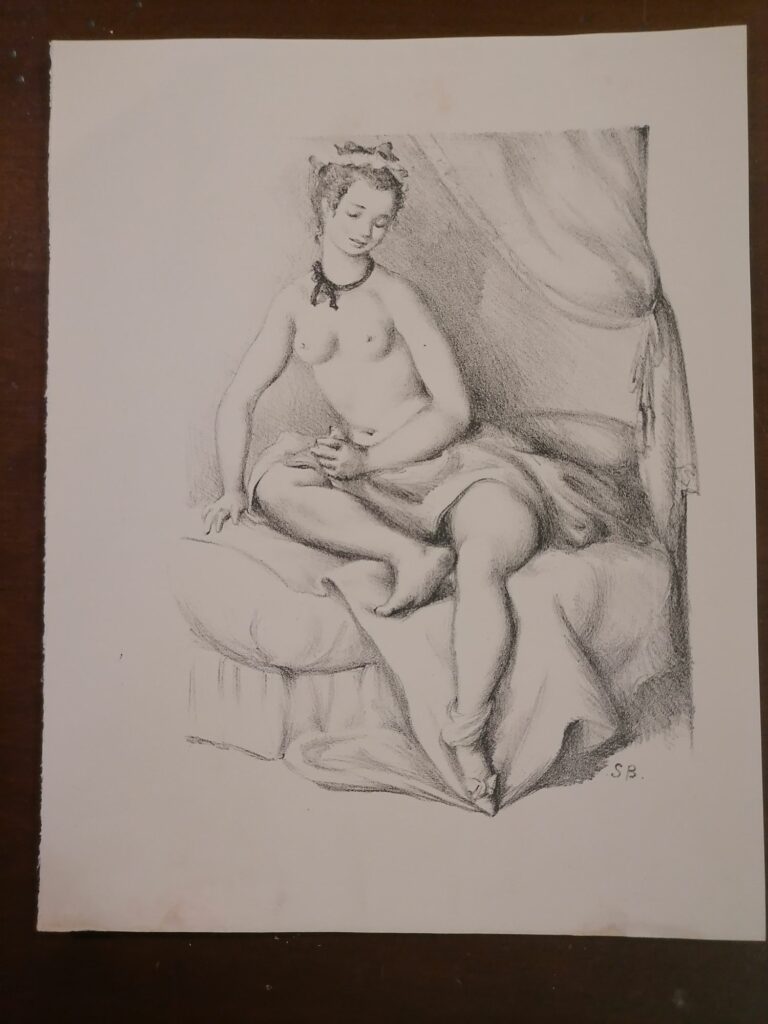 estampe signée érotique femme nue de Suzanne Ballivet pour Monsieur Nicolas ou Le Cœur humain dévoilé, Restif de La Bretonne, éditions du Cent Cinquantenaire, 1956