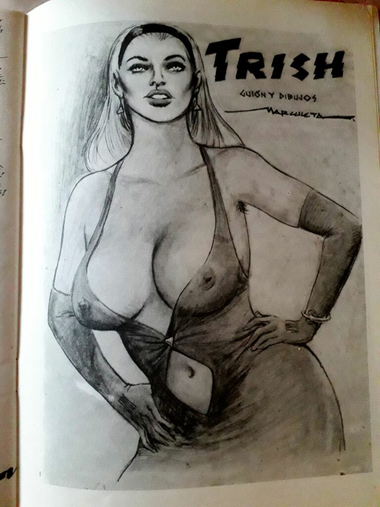 Femme aux gros seins : Trish. Dessin érotique d'Edmundo Marculeta dans Euro Stantoons