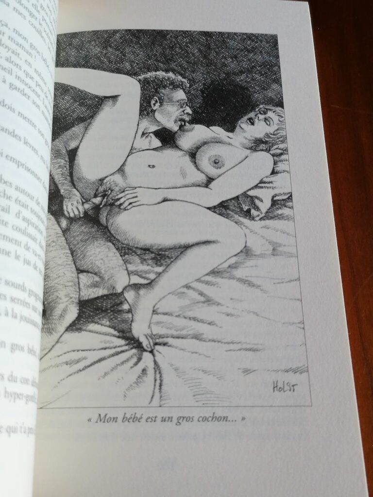 Illustration érotique couple faisant l'amour de Holst pour le roman BDSM Extrêmes jouissances de Gil Debrisac aux éditions Sabin Fournier collection les Aphrodisiaques