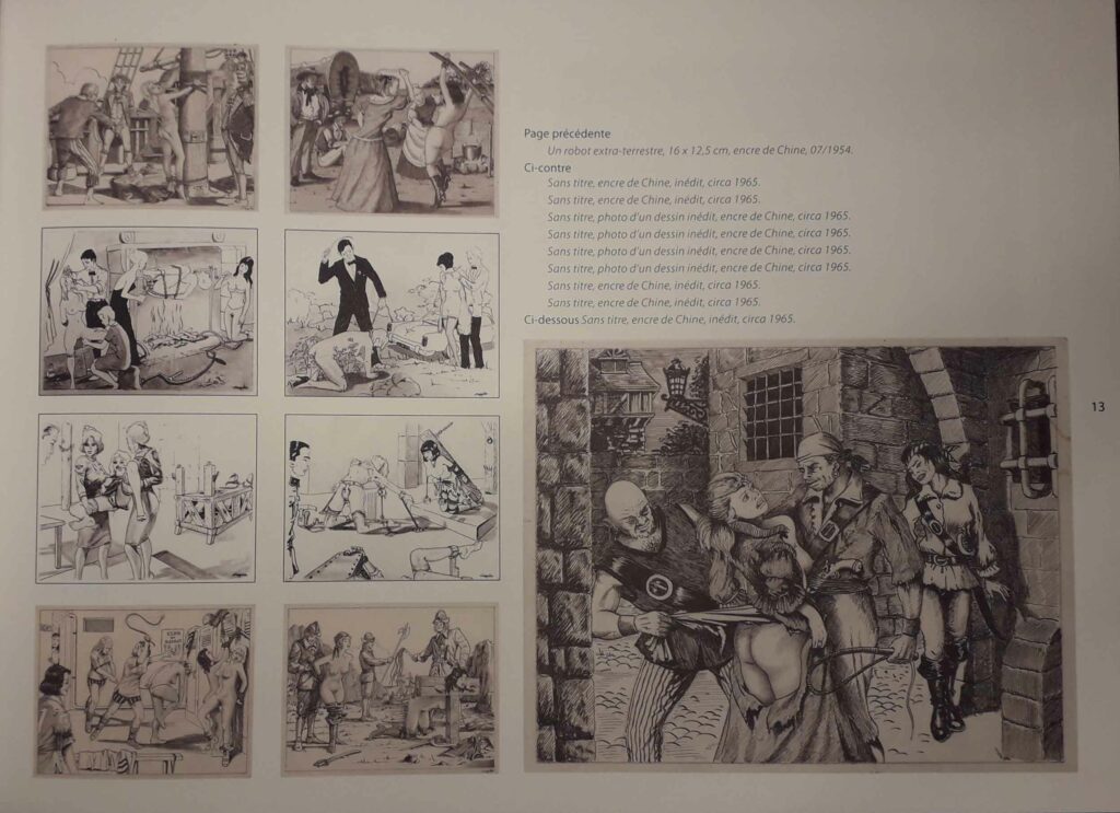 Page du livre de Christophe Bier présentant plusieurs oeuvres du dessinateur Joseph Farrel