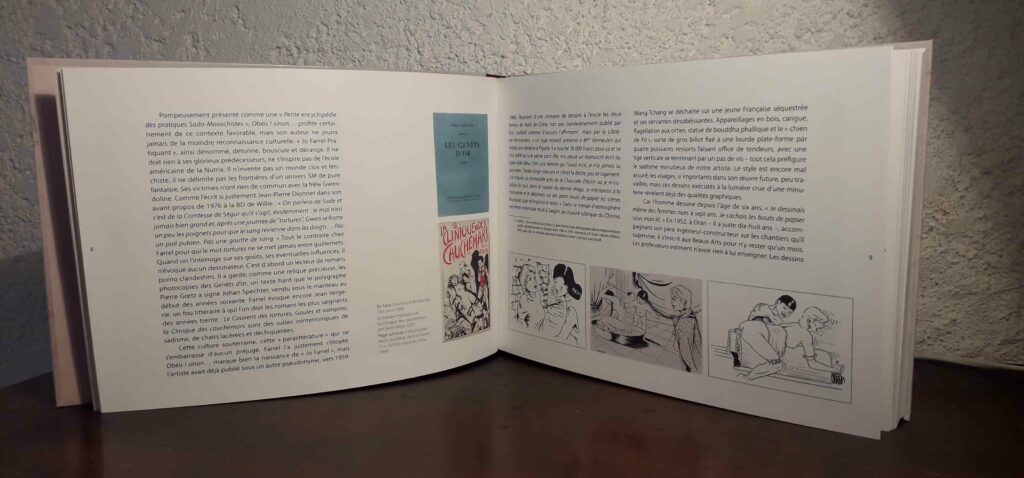 Double page de Christophe Bier sur Joseph Farrel, avec texte et dessins érotiques