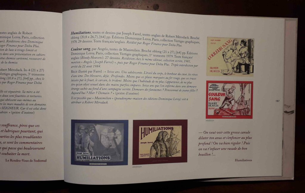 Page du livre de Christophe Bier présentant les livres de Joseph Farrel Humiliations et Couleur sang