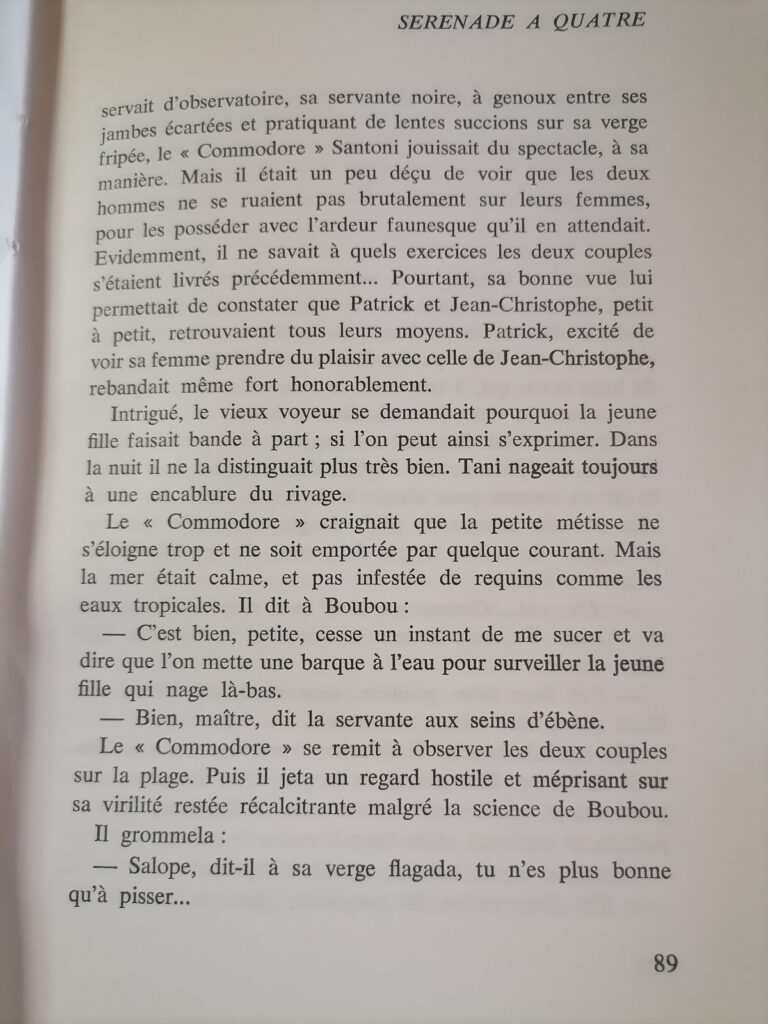 extrait du curiosa roman érotique 1972 Les Fureurs de la chair par Christine Laurac