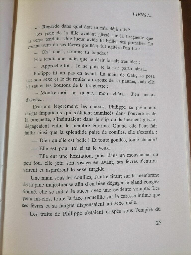 extrait du curiosa roman érotique 1972 Les Fureurs de la chair par Christine Laurac