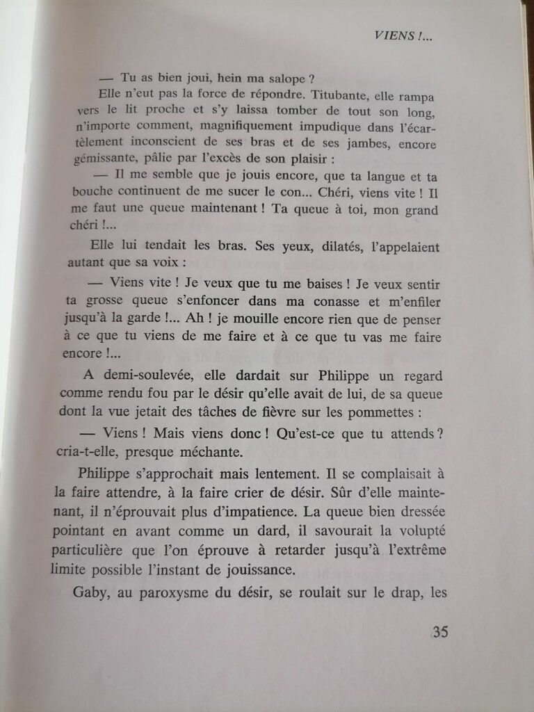 extrait du curiosa roman érotique 1972 Les Fureurs de la chair par Christine Laurac