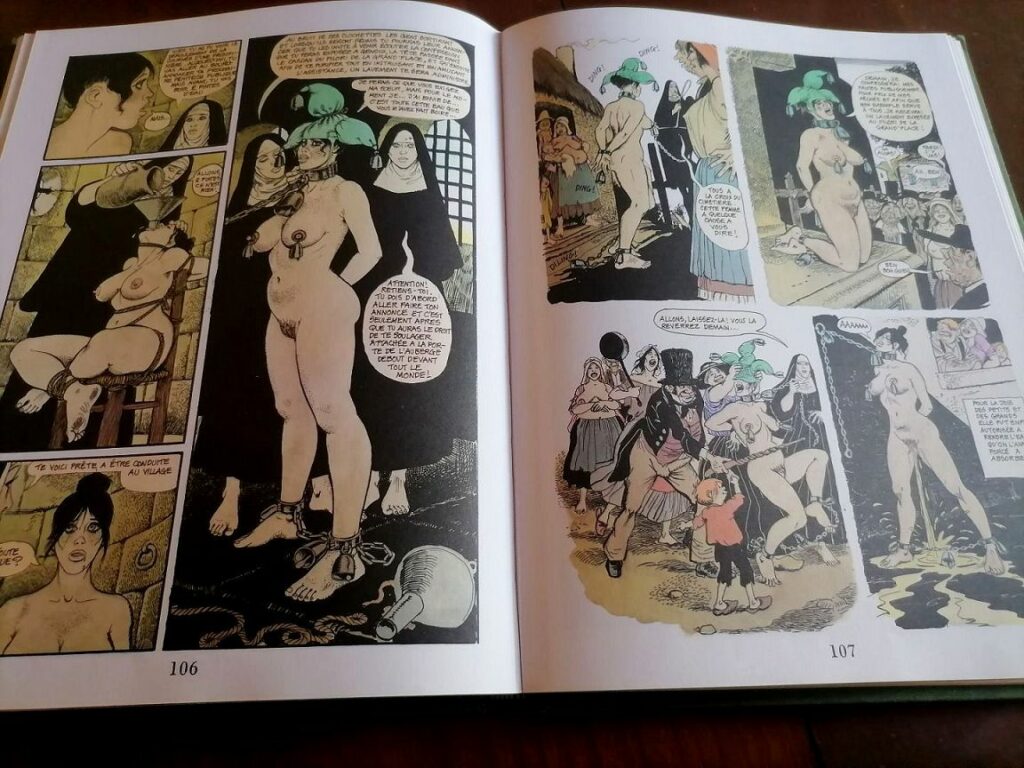 Planches de la BD érotique BDSM de Georges Pichard : Marie Gabrielle de Saint-Eutrope, édition Glénat couverture toilée