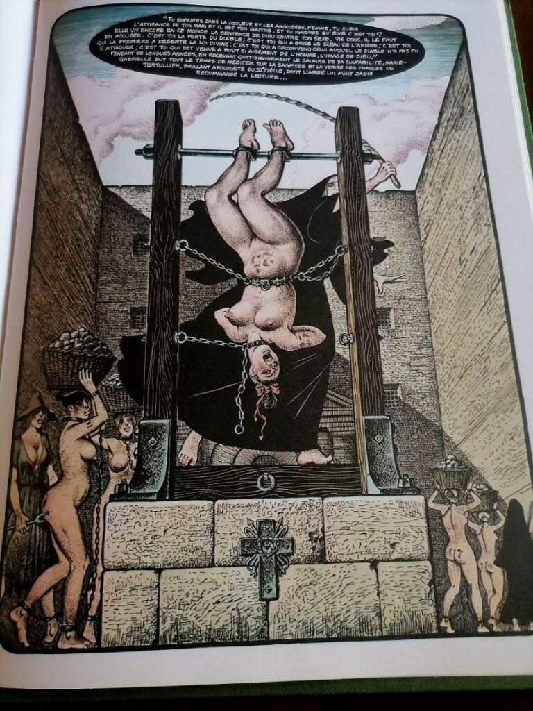 Planche de la BD érotique BDSM de Georges Pichard : Marie Gabrielle de Saint-Eutrope, édition Glénat couverture toilée