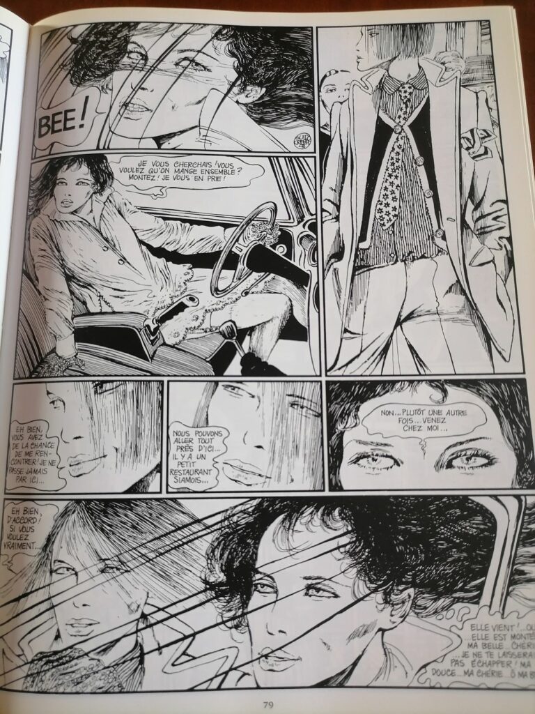 Planche de BD érotique de Guido crepax dans le livre Emmanuelle, Bianca et Vénus à la fourrure, publié aux éditions Evergreen