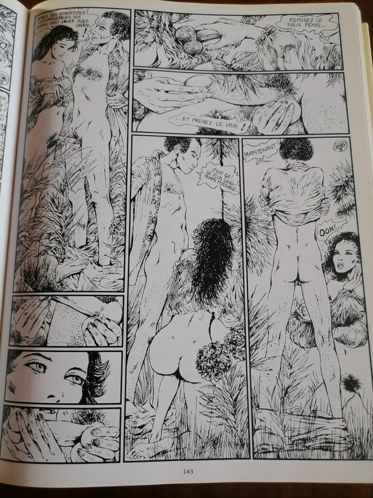 Planche de BD érotique de Guido crepax dans le livre Emmanuelle, Bianca et Vénus à la fourrure, publié aux éditions Evergreen