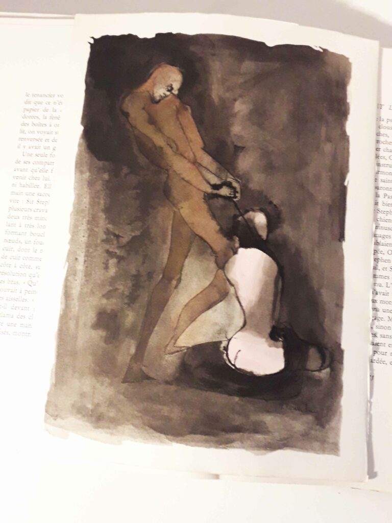 Illustration femme en laisse de Leonor Fini pour Histoire d'O