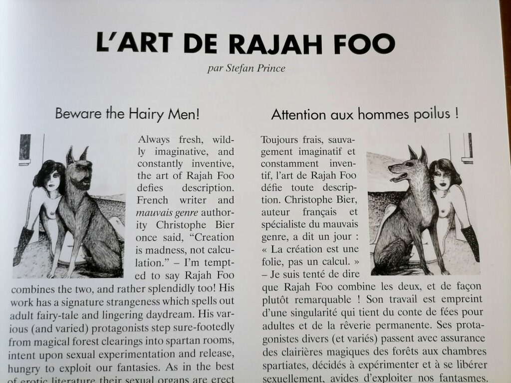 Introduction de Stefan Prince à l'art de Rajah Foo dans le livre Hôtel de la Providence, éditions de la Première Heure