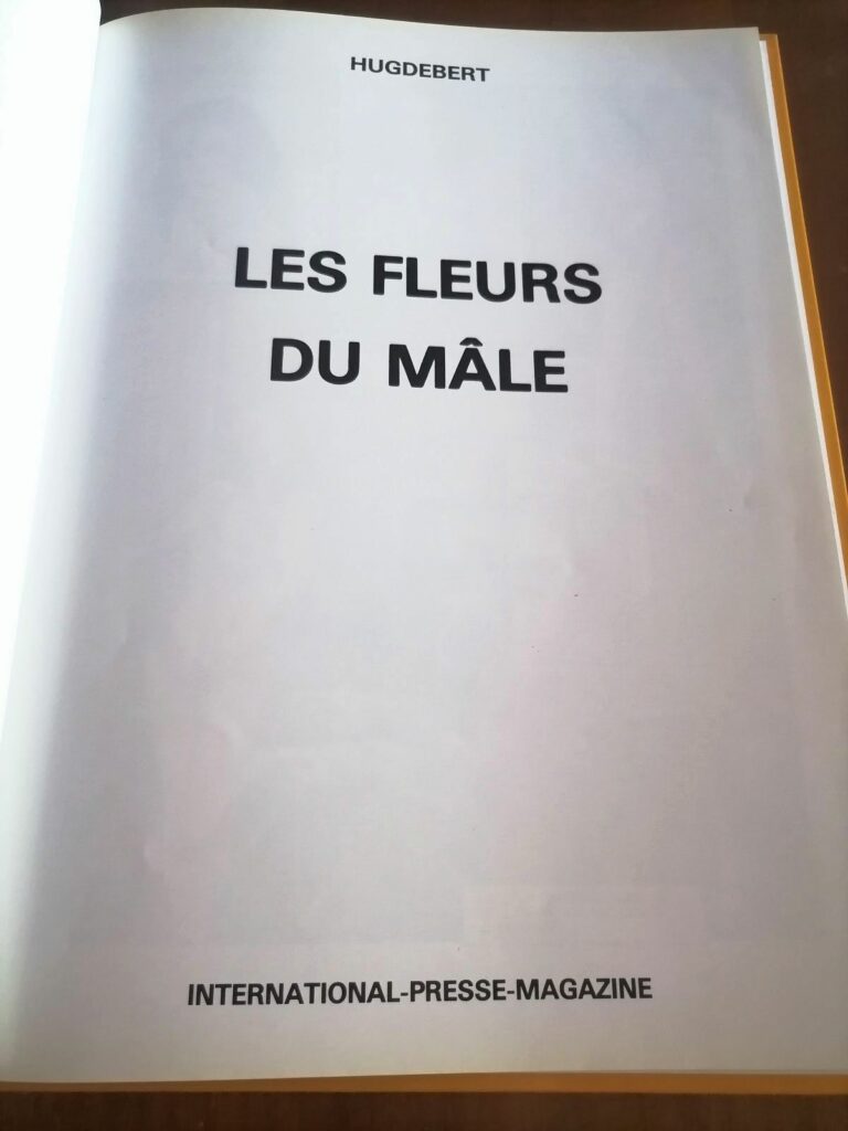 Page de titre de la BD érotique Les Fleurs du Mâle par Hugdebert édition originale chez IPM