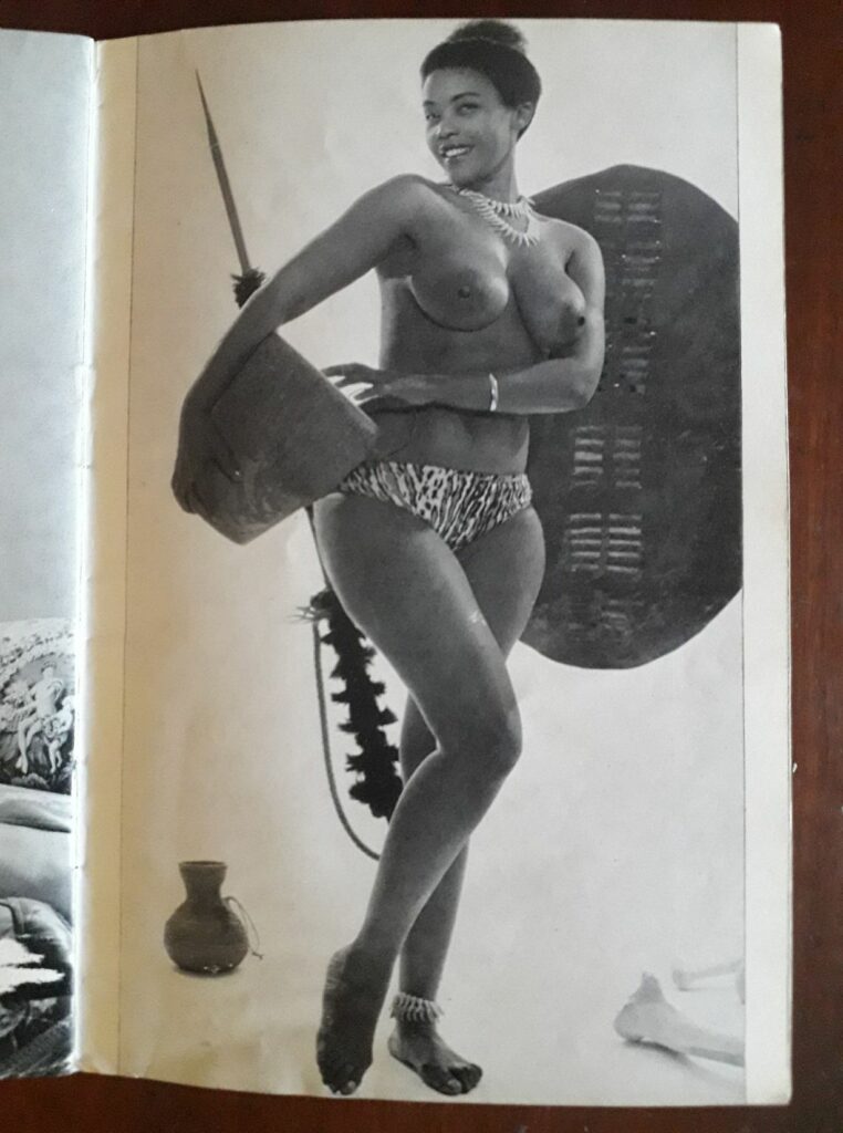 Photo sexy d'une femme noire aux gros seins dans la revue vintage pour hommes Invite, Hellenic Publications