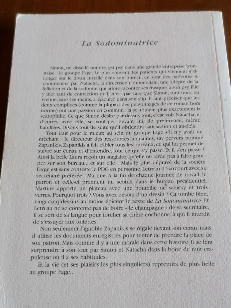 Résumé du roman érotique BDSM La Sodominatrice de Etienne Arsenal illustré par Karla aux éditions Sabine Fournier, collection les Aphrodisiaques