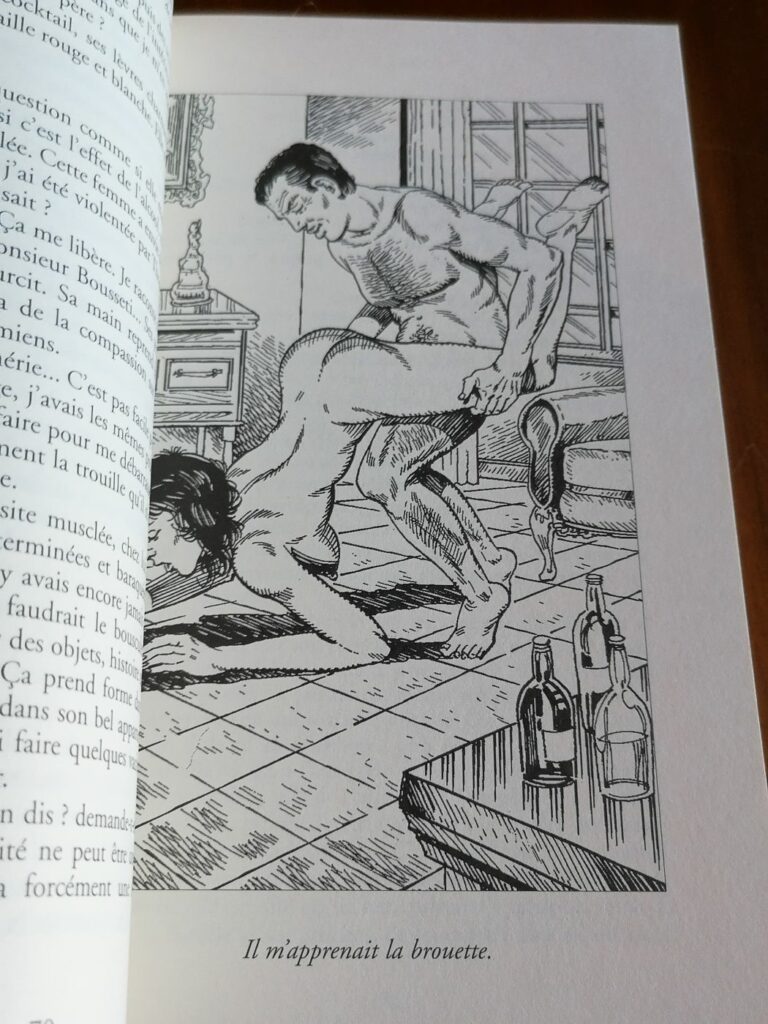 Illustration érotique position de la brouette de Chris pour le roman BDSM Les Malheurs d'Angéla de Nicolas Stoecklin aux éditions Sabine Fournier, collection les Aphrodisiaques