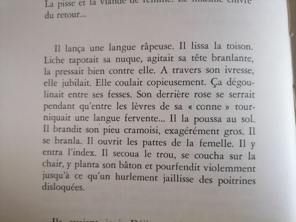 Extrait du roman érotique curiosa Liche ou les 400 Fous, Pierre Iscah, éditions du Golem, 1970
