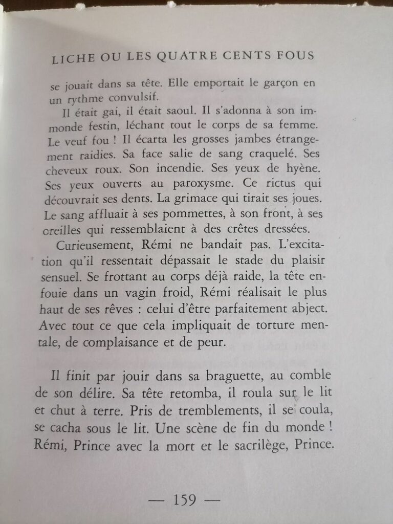 Extrait du roman érotique curiosa Liche ou les 400 Fous, Pierre Iscah, éditions du Golem, 1970