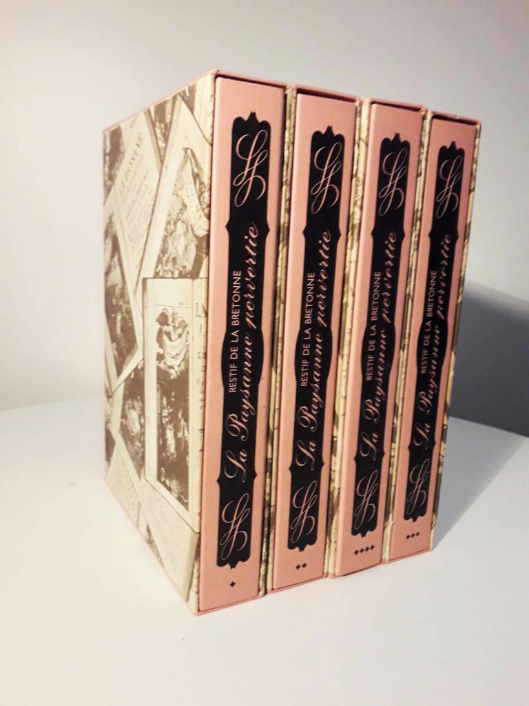 Coffret quatre volumes de La Paysanne pervertie, par Restif de la Bretonne, éditions J. L. Kellinckx