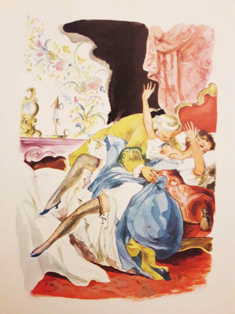 Illustration érotique de Siaens pour La Paysanne pervertie, Rétif de la Bretonne, éditions Kellinckx